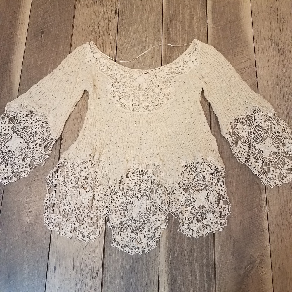 Free People lace Embroidered top